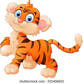 cute and shy tiger cub is smiling