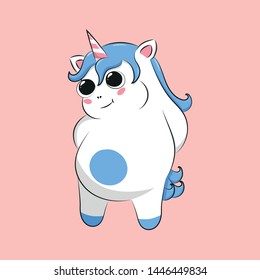cute and shy unicorn, vector illustration