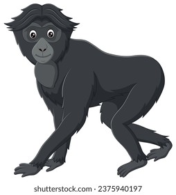 Cute siamang cartoon isolated on white background. Vector illustration