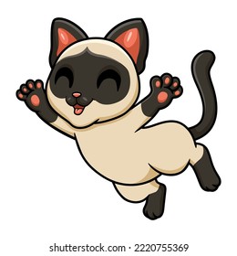 Cute siamese cat cartoon jumping