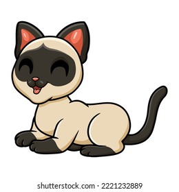 Cute siamese cat cartoon sitting