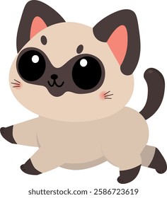 Cute Siamese cat, clipart for designer backgrounds, textures