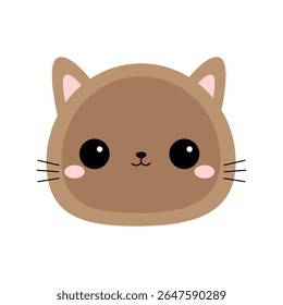 Cute Siamese cat face head round icon. Kawaii kitten, kitty. Cartoon funny baby character. Happy emotion. Sticker print. Flat design. White background. Isolated. Vector illustration