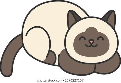 Cute Siamese cat illustration on white background