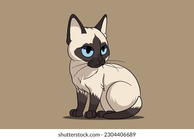 Cute siamese cat on  brown background