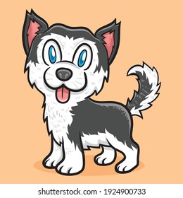 cute siberian husky dog animal illustration