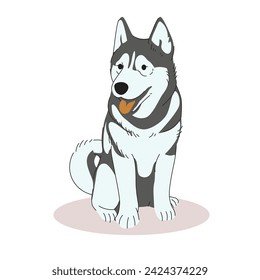 Cute Siberian Husky Dog Flat Style