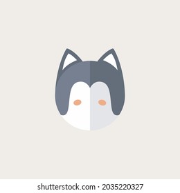 Cute siberian husky dog. Icon Vector Illustration