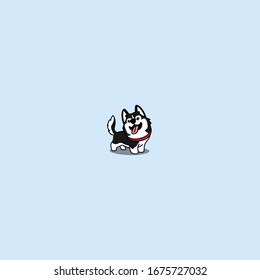 Cute siberian husky dog smiling cartoon, vector illustration