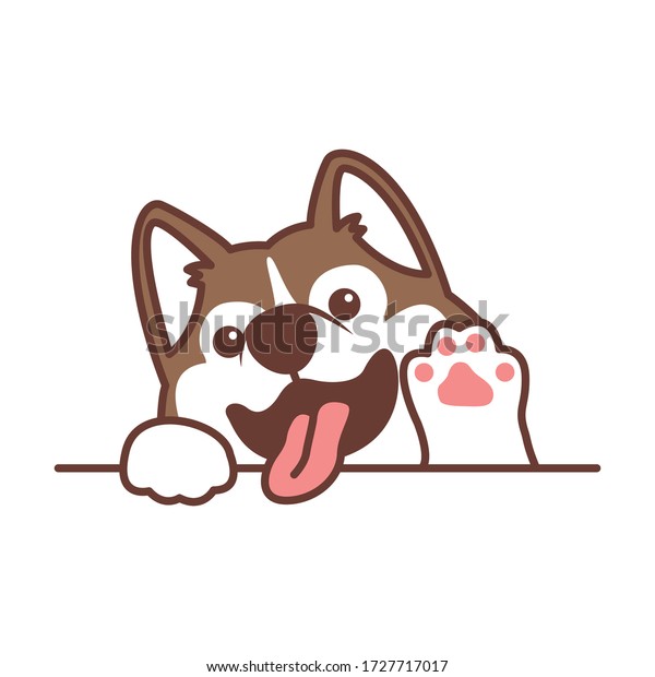 Cute Siberian Husky Dog Waving Paw Stock Vector (Royalty Free ...