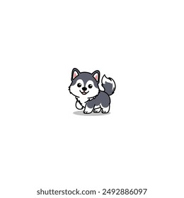 Cute siberian husky puppy cartoon, vector illustration