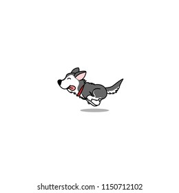 Cute siberian husky running, vector illustration