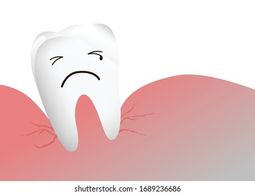 Cute sick cartoon tooth having head ache pain and tooth decay. Hand drawn cartoon sketch vector illustration, whiteboard marker style coloring.