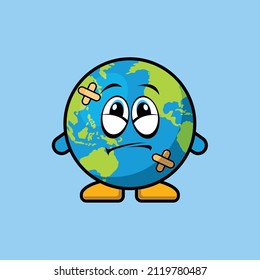 cute sick earth illustration vector icon design
