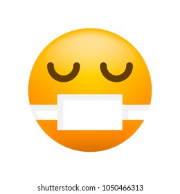 Cute Sick Emoticon on White Background . Isolated Vector Illustration 