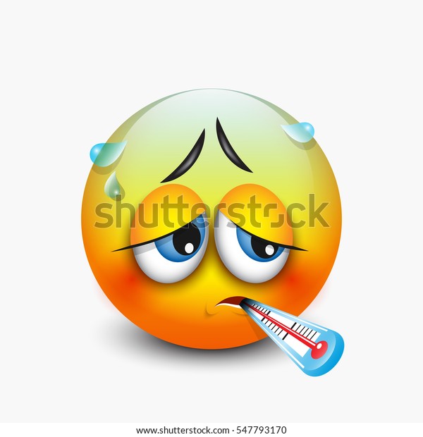 Cute Sick Emoticon Thermometer Emoji Vector Stock Vector (Royalty Free ...