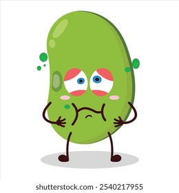 cute sick expression of mung bean  character