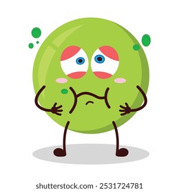 Linda expresión enferma de personaje de dibujos animados de guisantes