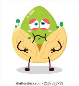Linda expresión enferma del carácter del pistacho