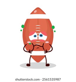 cute sick expression of rugby ball cartoon character
