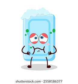 cute sick expression of soap cartoon character
