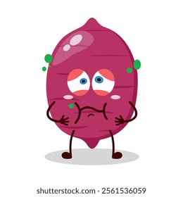 cute sick expression of sweet potato cartoon character
