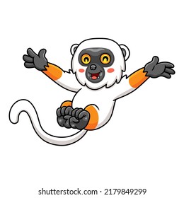 Cute Sifaka Lemur Monkey Cartoon Jumping