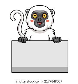 Cute sifaka lemur monkey cartoon holding blank