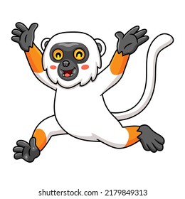 Cute Sifaka Lemur Monkey Cartoon Running