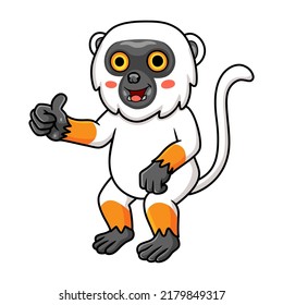 Cute sifaka lemur monkey cartoon giving thumb up