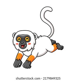 Cute Sifaka Lemur Monkey Cartoon Jumping