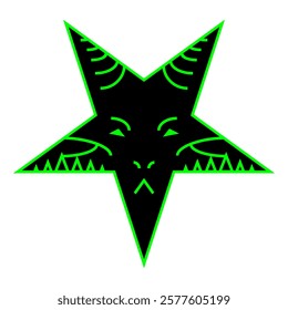 Cute Sigil of Baphomet. Goat pentagram sign. Decoration or print in Goth style for T-shirt for Halloween. Vector illustration isolated on white background.