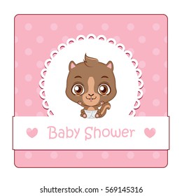 Cute sign for baby shower with squirrel