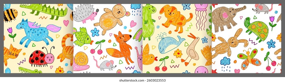 Cute sign for children. Chalk animal pattern, crayon. Icon design baby art. Hand draw illustration. Kid sketch doodle. Textile, wrapping paper, wallpaper. Print for fabric. Vector cartoon line sticker