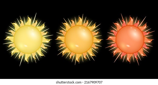 Cute sign sun 3d cartoon isolated black background vector