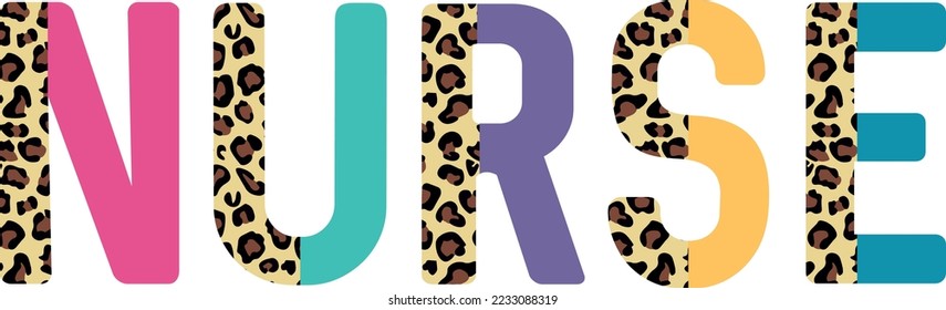 Cute sign that says nurse with animal print design and colors, ideal for proud nurses