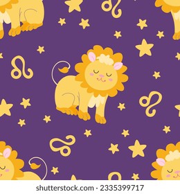 Cute signs zodiac pattern with Cancer. Hand drawn trendy Vector illustration for kids flat style. Good for Fabric, textile, giftware, wallpaper, for book design and more.