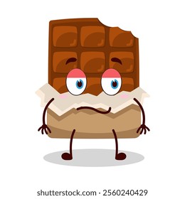 cute silent expression of bite chocolate bar character
