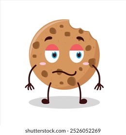Bela expressão silenciosa de mordida cookies personagem de desenho animado