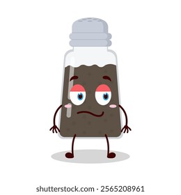 cute silent expression of black pepper cartoon character
