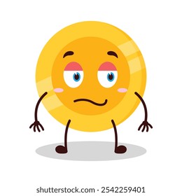 cute silent expression of coin cartoon character