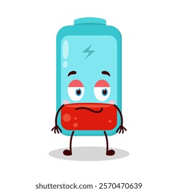 cute silent expression of empty battery cartoon character
