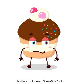 cute silent expression of muffin character
