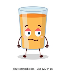 cute silent expression of orange juice cartoon character