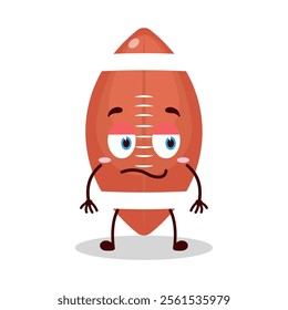 cute silent expression of rugby ball cartoon character
