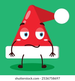 cute silent expression of Santa Clause hat character