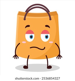 cute silent expression of shopping bag character