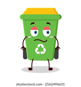 cute silent expression of trash bin cartoon character
