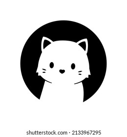 cute silhouette cat character vector
