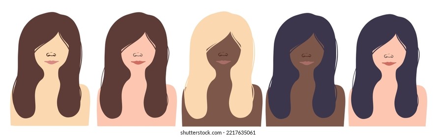 Cute silhouette flat girls in vector technique isolated on a white background